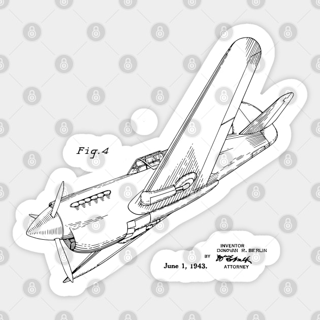 World War 2 Airplane Patent Print Sticker by MadebyDesign